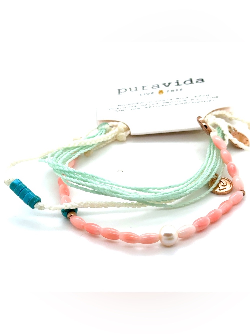 Pura Vida Mint Multi-Strand & Pink Pearls Bracelet Set‎